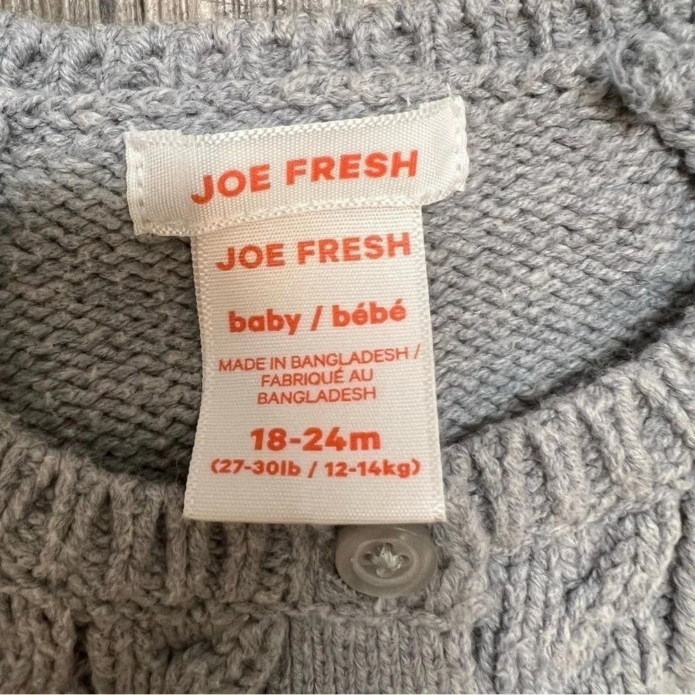 Kids Button Down Gray Knitted Cardigan and Corduroy Pants Size 18-24 Months